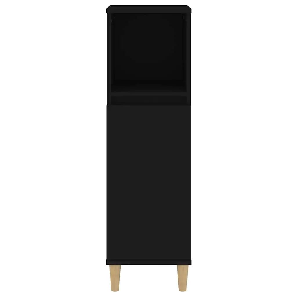 Bathroom Cabinet Black Storage Unit Engineered Wood 30x30x100cm