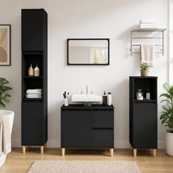Dimensions-Focused Black Bathroom Vanity Cabinet, 65x33x60 cm