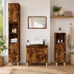 Bathroom Vanity Cabinet Specifications: 65x33x60cm, Smoked Oak