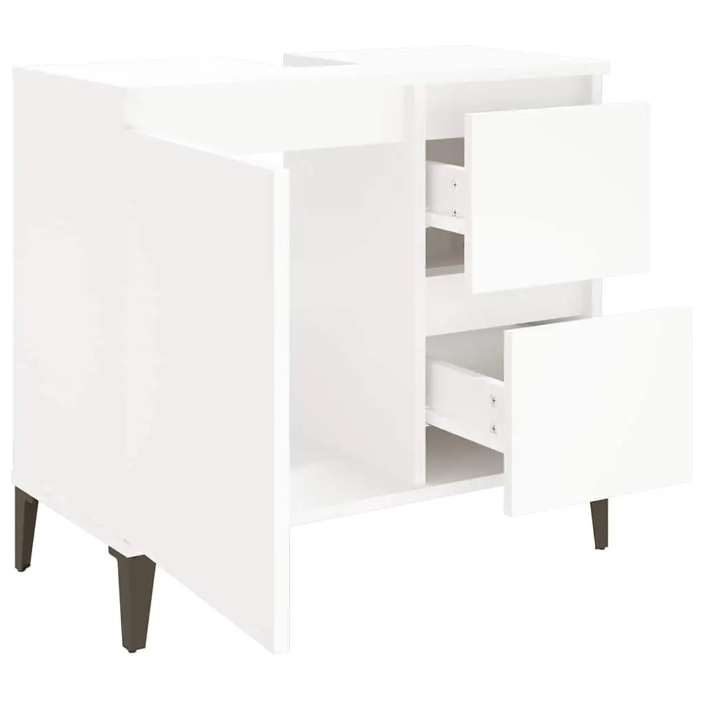 Bathroom Cabinet White 65x33x60 cm Vanity Storage Unit with Drawers and Door