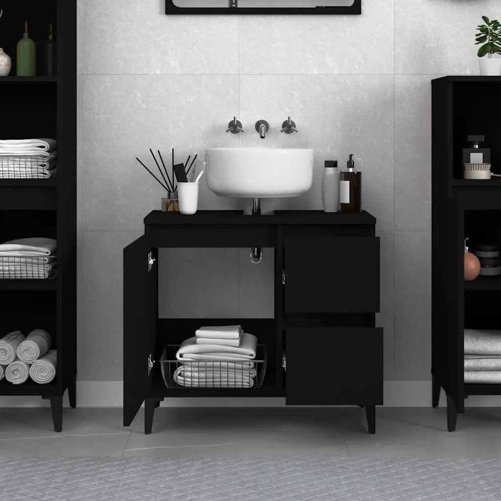 Black Engineered Wood Bathroom Vanity