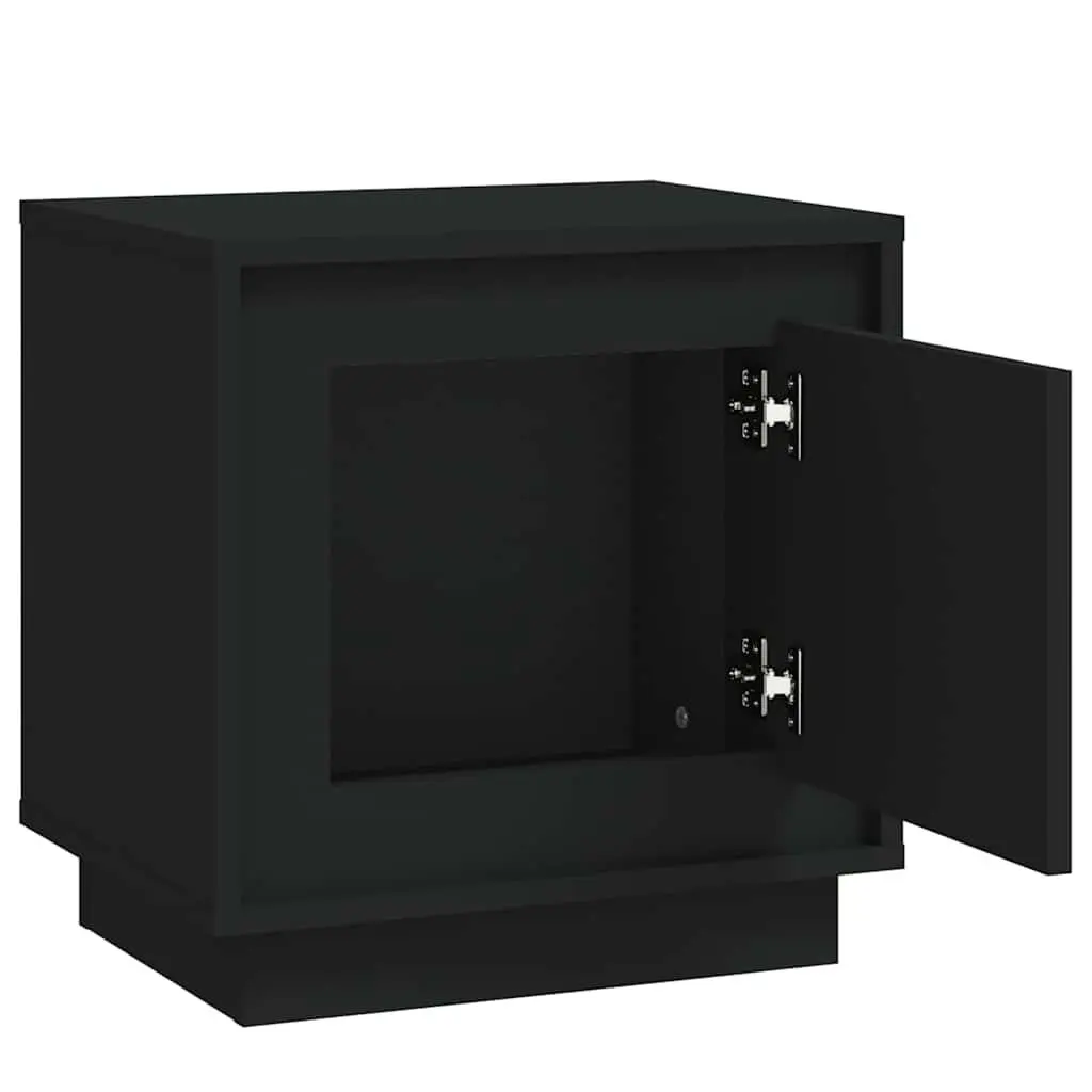 Black Bedside Cabinets 2 Piece Engineered Wood Nightstands 44x35x45 cm Storage for Bedroom