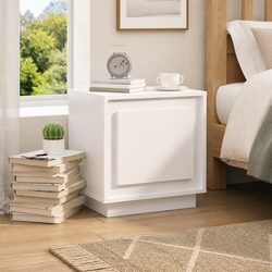 White Bedside Cabinet: 44x35x45cm Engineered Wood Construction