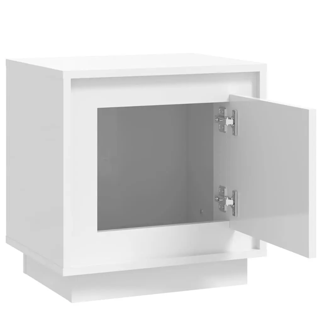 Bedside Cabinet White Modern Nightstand Storage Table with Door 44x35x45cm