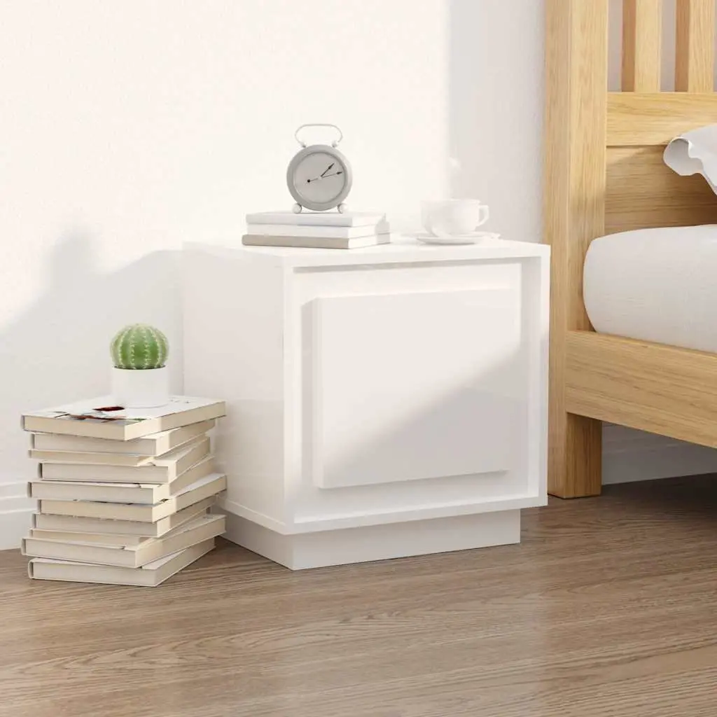 Nightstand Storage Cabinet Set of 2 for Bedroom or Living Room White 44x35x45cm