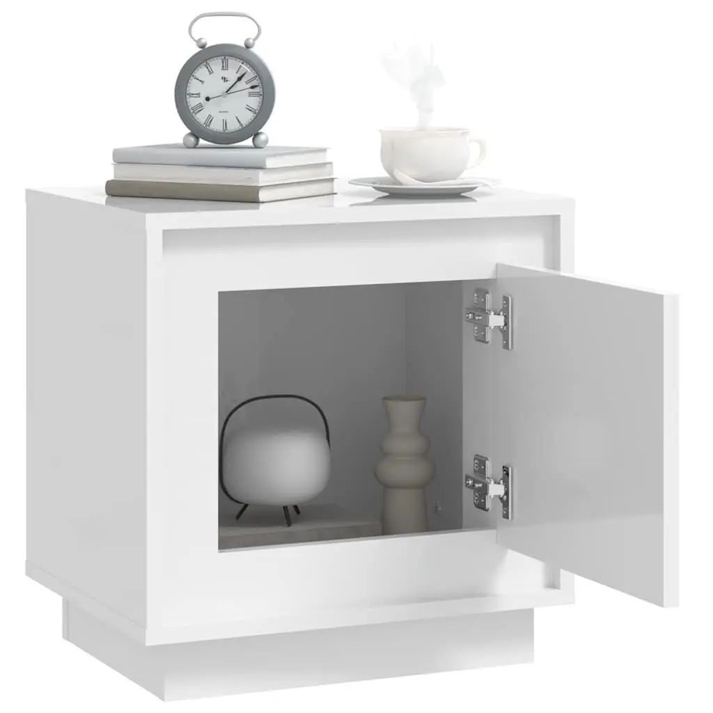 Nightstand Storage Cabinet Set of 2 for Bedroom or Living Room White 44x35x45cm
