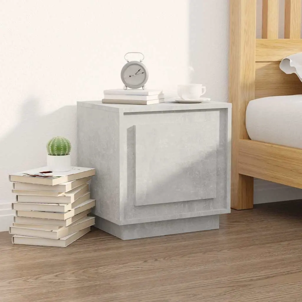 Bedside Cabinet Set of 2 Grey Engineered Wood Nightstand Storage Table 44x35x45cm