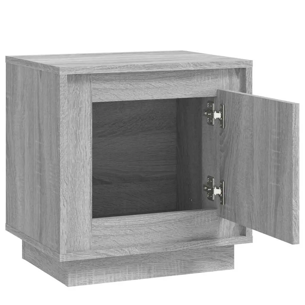 Grey Engineered Wood Nightstand 2 Piece Storage Cabinet Organizer for Bedroom Living Room Study
