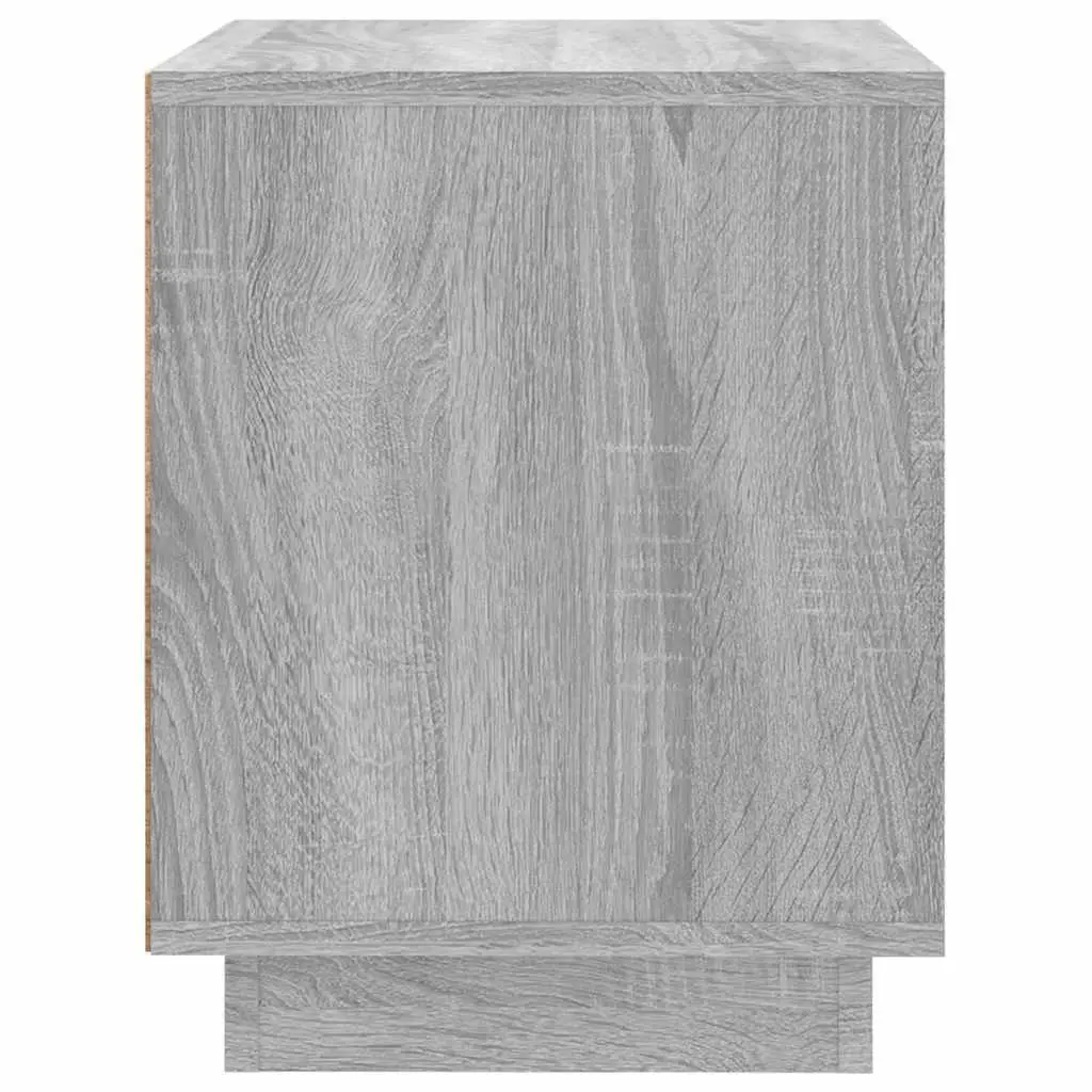 Grey Engineered Wood Nightstand 2 Piece Storage Cabinet Organizer for Bedroom Living Room Study