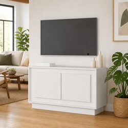 TV Cabinet Specifications: White Engineered Wood Media Unit