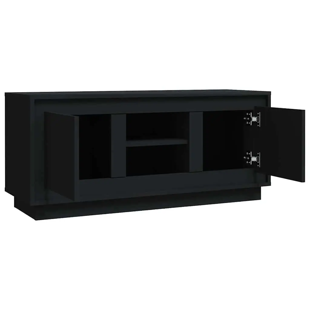 TV Cabinet Black Living Room 102x35x45 cm Media Storage Unit with Doors Compartments
