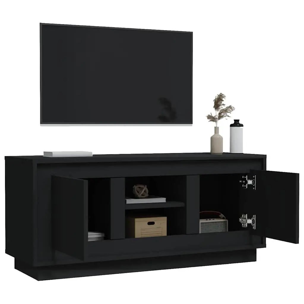 TV Cabinet Black Living Room 102x35x45 cm Media Storage Unit with Doors Compartments