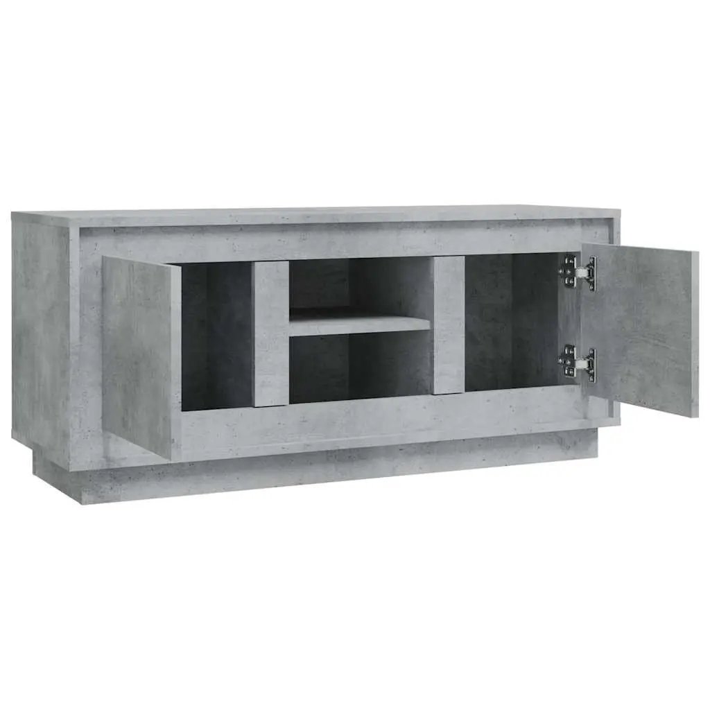Engineered Wood TV Stand Grey Living Room 102x35x45 cm Storage Unit with 4 Compartments