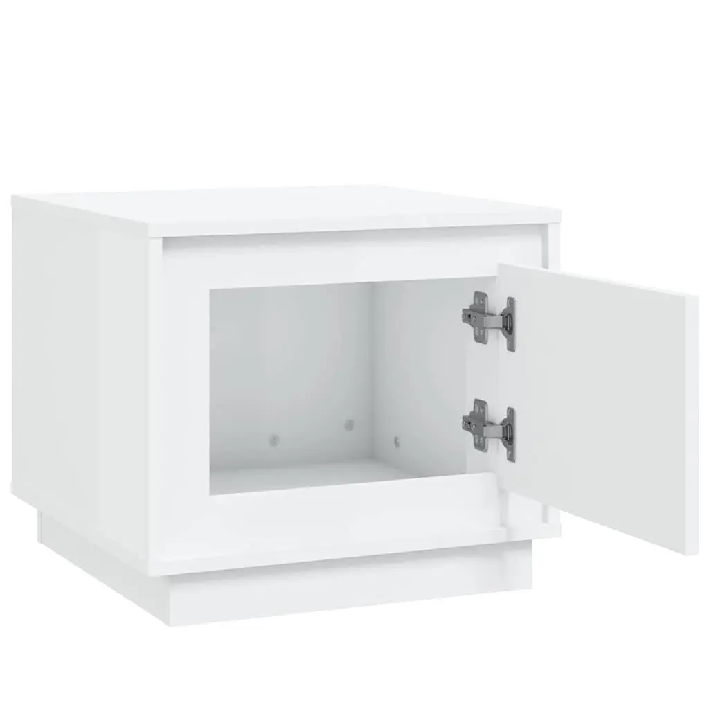 White Coffee Table Storage Cabinet Living Room Accent Furniture Engineered Wood