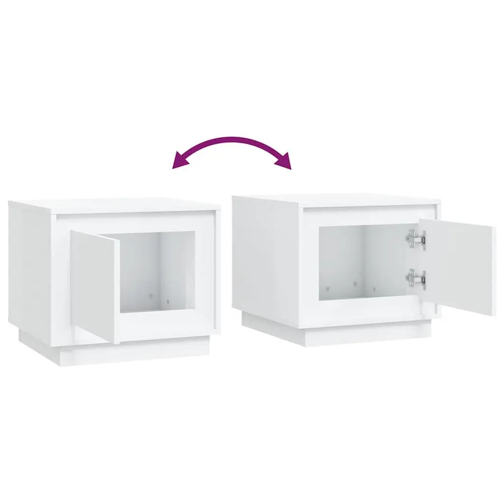 White Coffee Table Storage Cabinet Living Room Accent Furniture Engineered Wood
