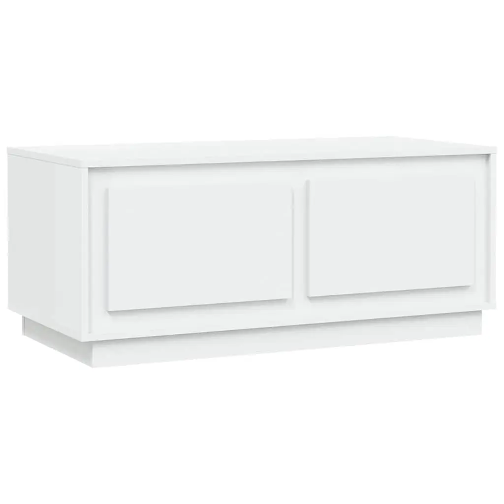 Coffee Table White 102x50x44 cm with Storage Compartments Engineered Wood Accent