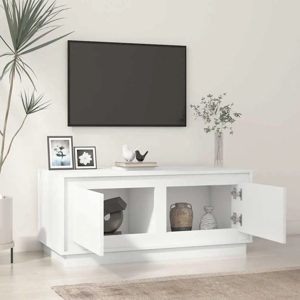 Coffee Table White 102x50x44 cm with Storage Compartments Engineered Wood Accent