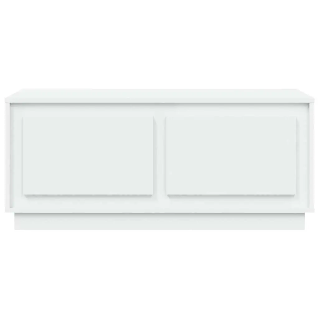 Coffee Table White 102x50x44 cm with Storage Compartments Engineered Wood Accent
