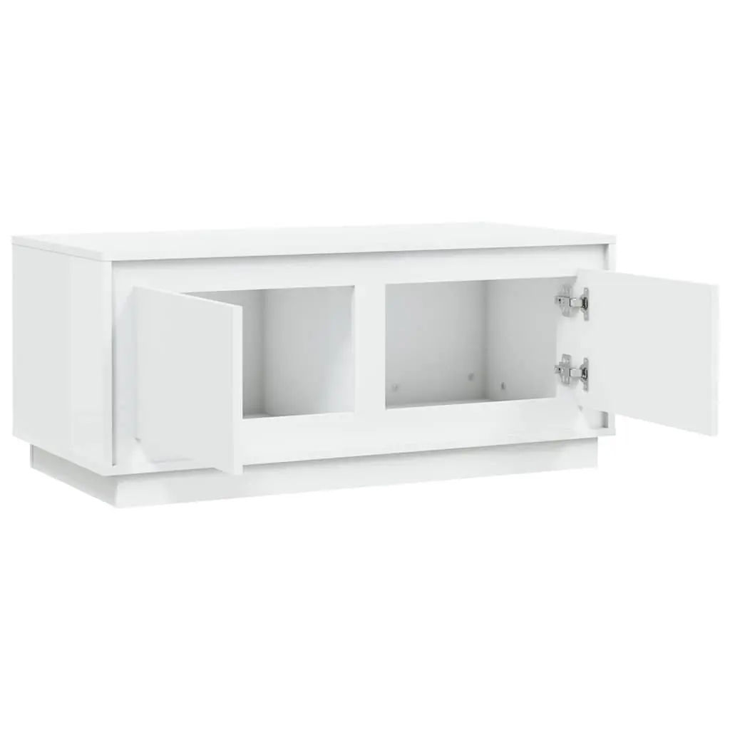 Coffee Table White 102x50x44 cm with Storage Compartments Engineered Wood Accent