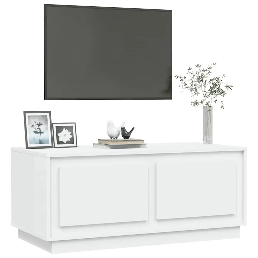 Coffee Table White 102x50x44 cm with Storage Compartments Engineered Wood Accent