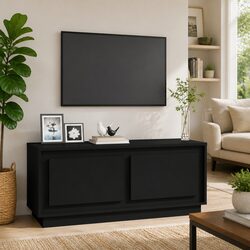 Coffee Table Black Storage with 2 Compartments Living Room Furniture Accent