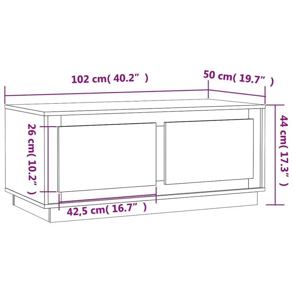 Coffee Table Living Room Black 102L x 50W x 44H cm