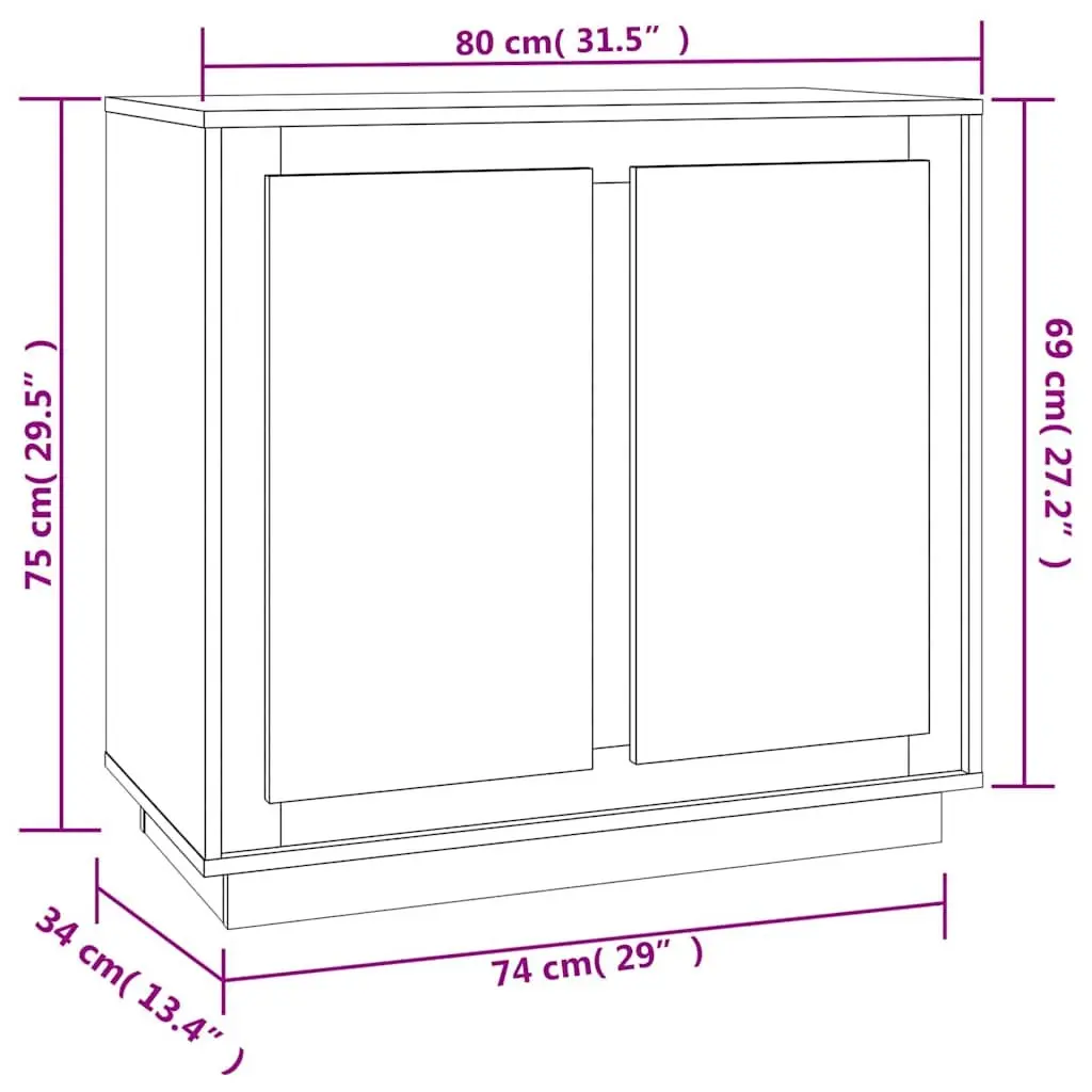 Sideboard Storage Cabinet for Home 80x34x75cm Brown Engineered Wood