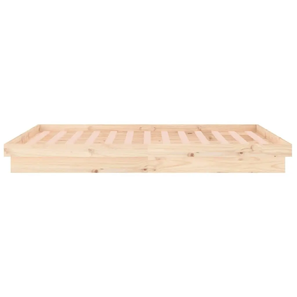 Solid Wood Bed Frame for Bedroom 150x200 cm Brown with LED Lighting