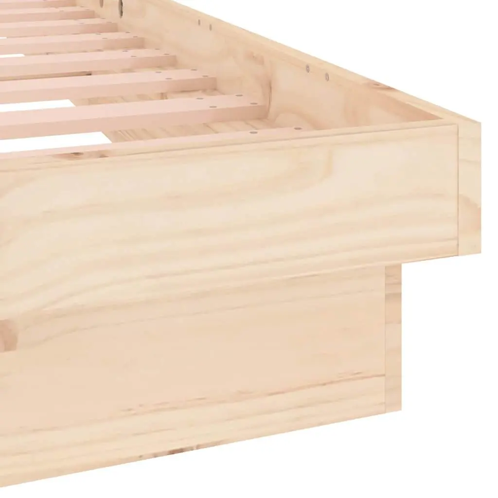 Solid Wood Bed Frame for Bedroom 150x200 cm Brown with LED Lighting