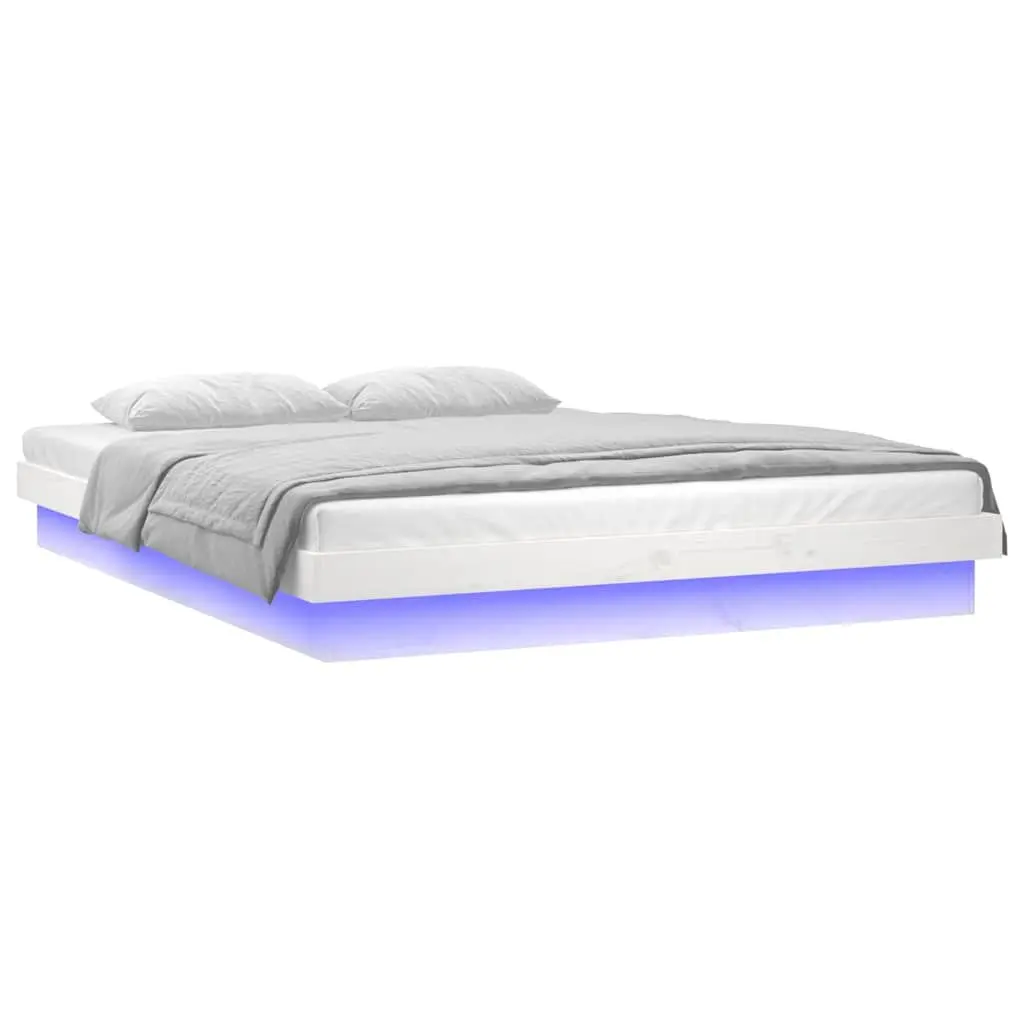 LED Bed Frame for Bedroom 150x200cm Solid Wood with Remote Control