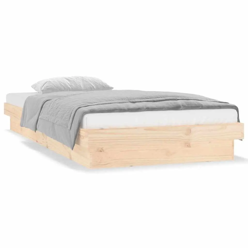 LED Bed Frame in Brown Solid Wood 90x190 cm