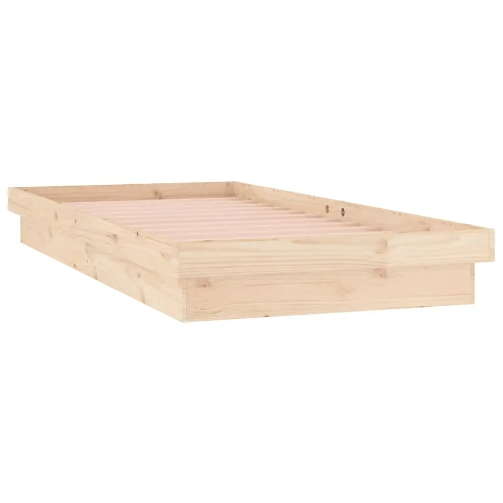 LED Bed Frame in Brown Solid Wood 90x190 cm
