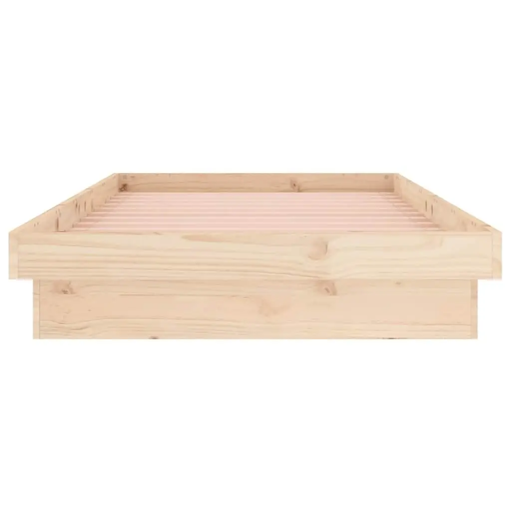 LED Bed Frame in Brown Solid Wood 90x190 cm