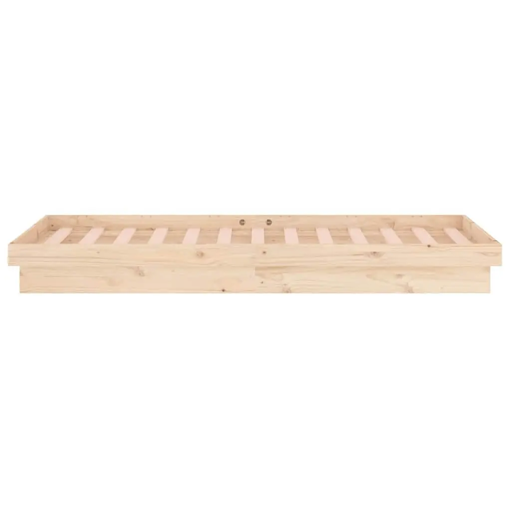 LED Bed Frame in Brown Solid Wood 90x190 cm