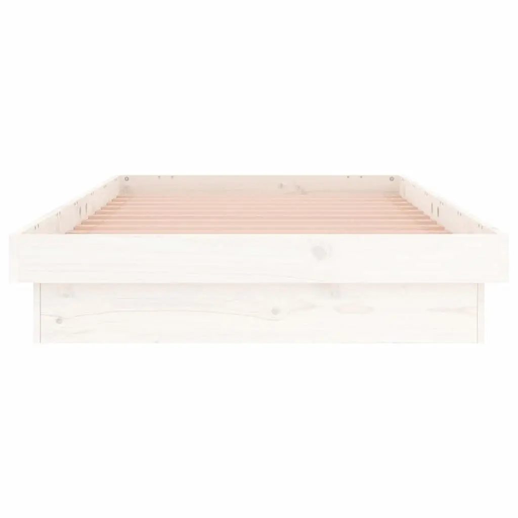 LED Bed Frame White 90x190cm Solid Pine Wood Slatted Base Remote Control Lights
