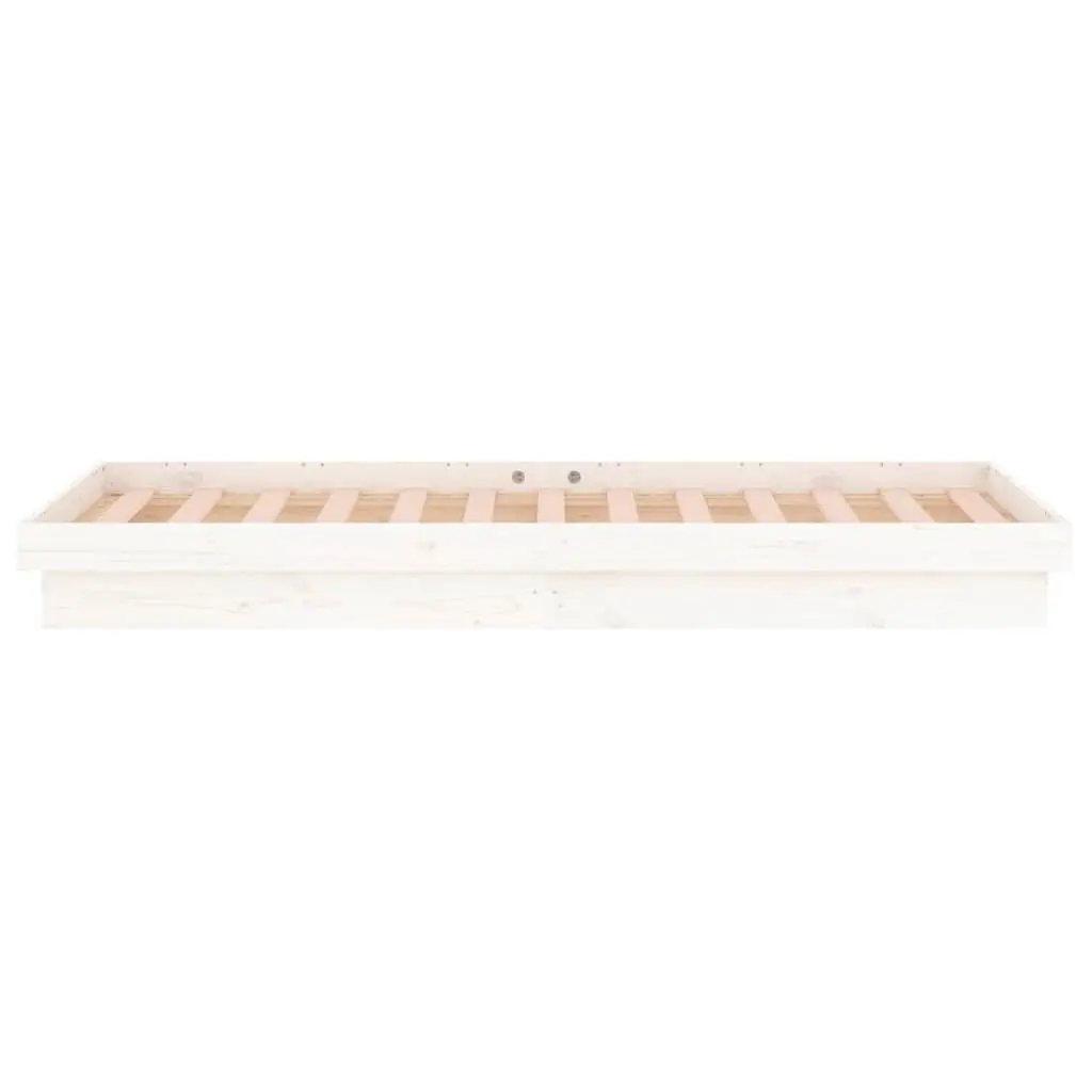 LED Bed Frame White 90x190cm Solid Pine Wood Slatted Base Remote Control Lights