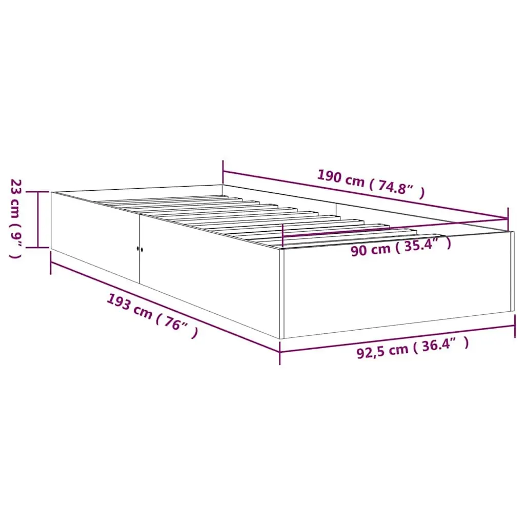 Single Bed Frame 90x190 cm Solid Pine Wood Construction