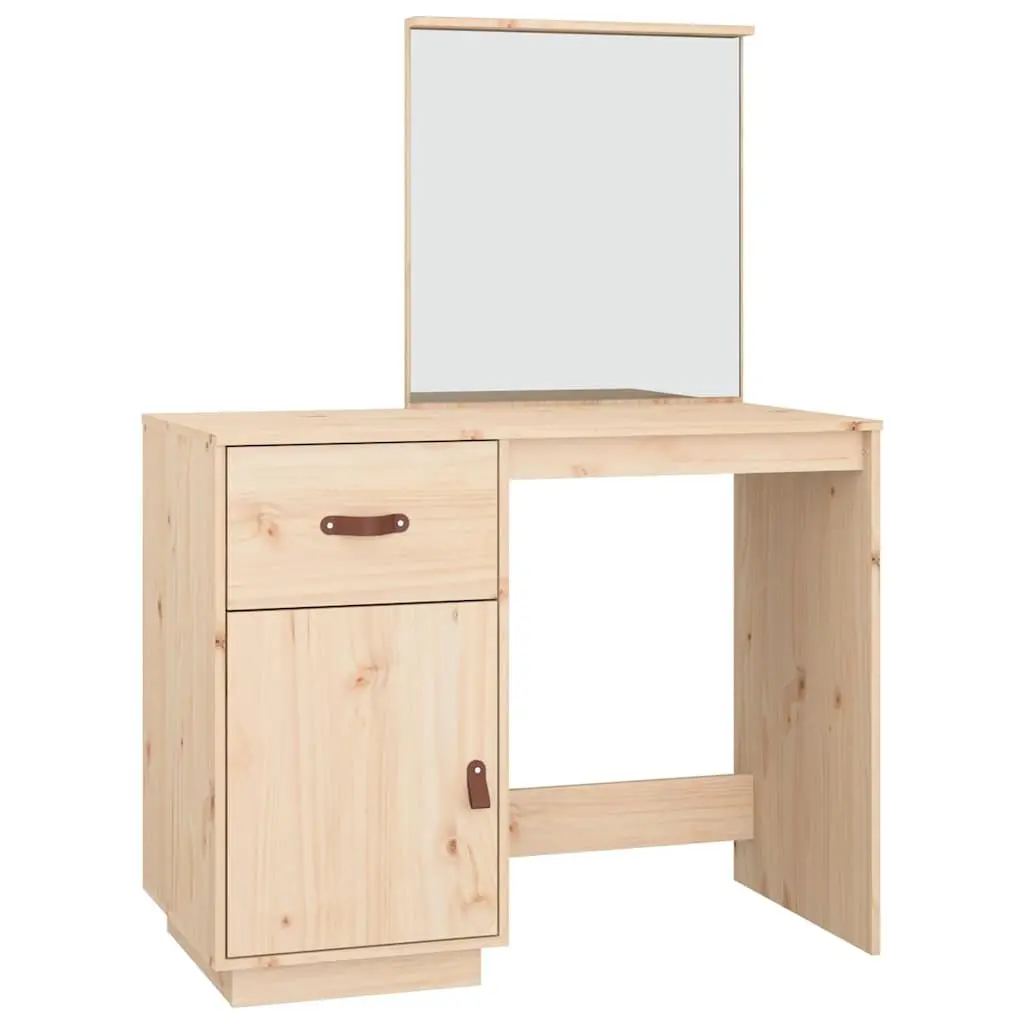 Dressing Table 95x50x134 cm in Solid Pine Wood with Drawer and Mirror