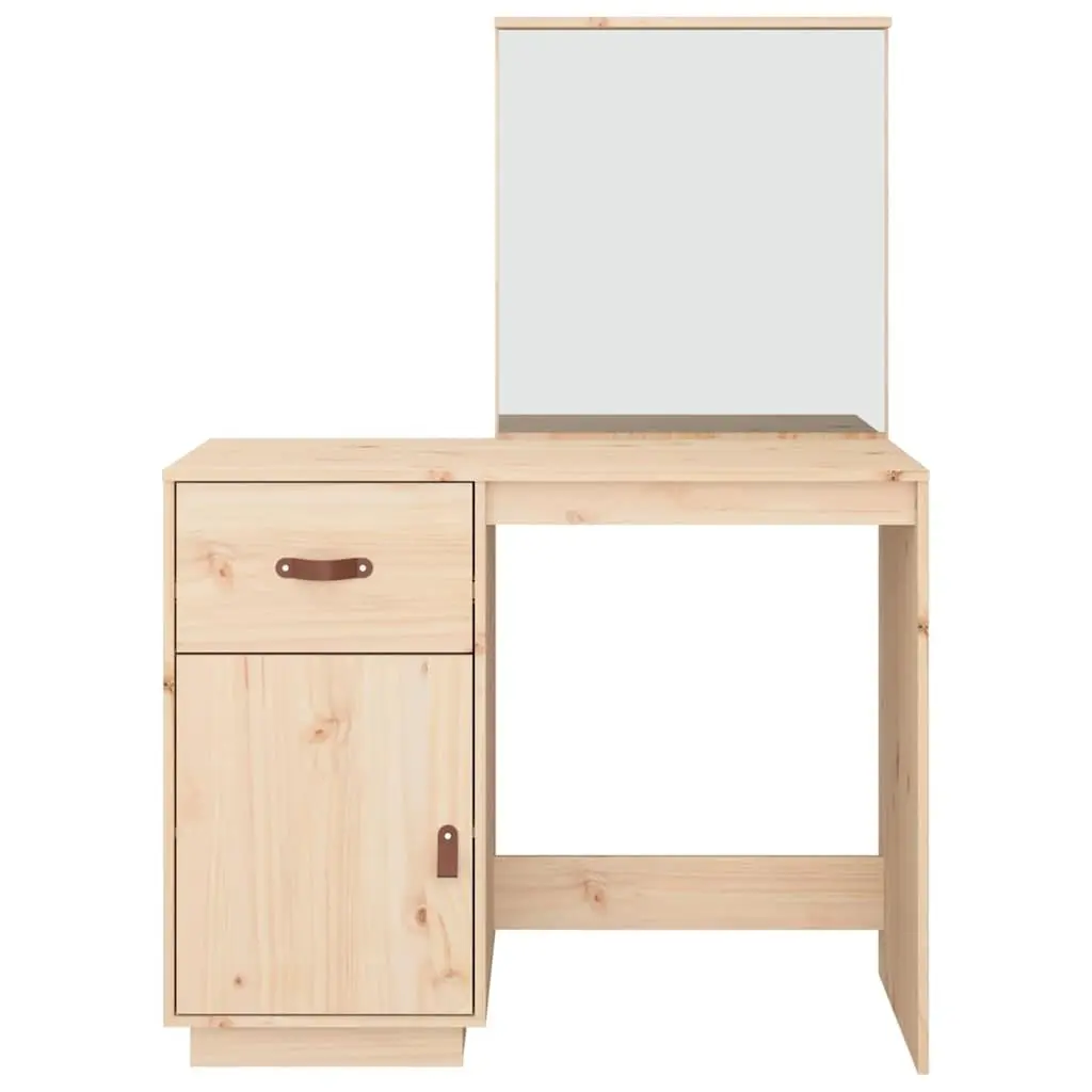 Dressing Table 95x50x134 cm in Solid Pine Wood with Drawer and Mirror