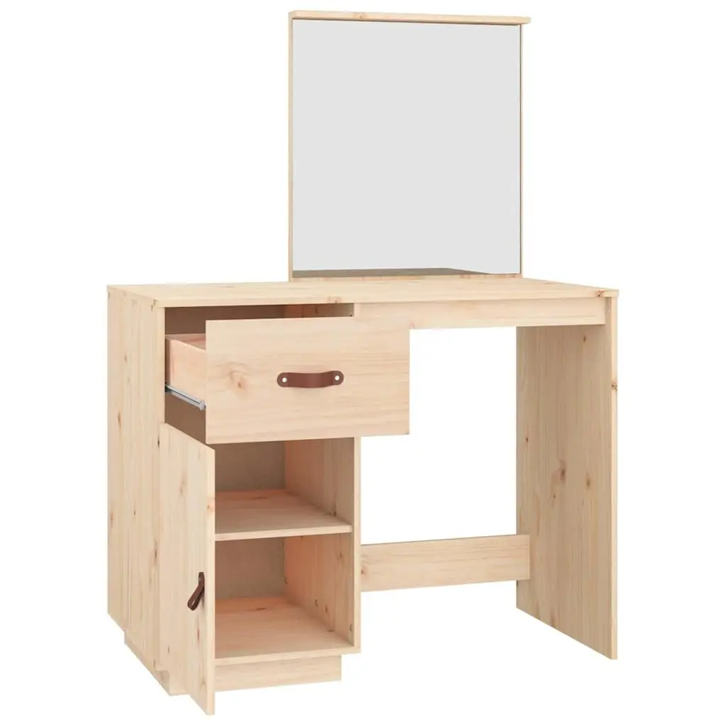 Dressing Table 95x50x134 cm in Solid Pine Wood with Drawer and Mirror