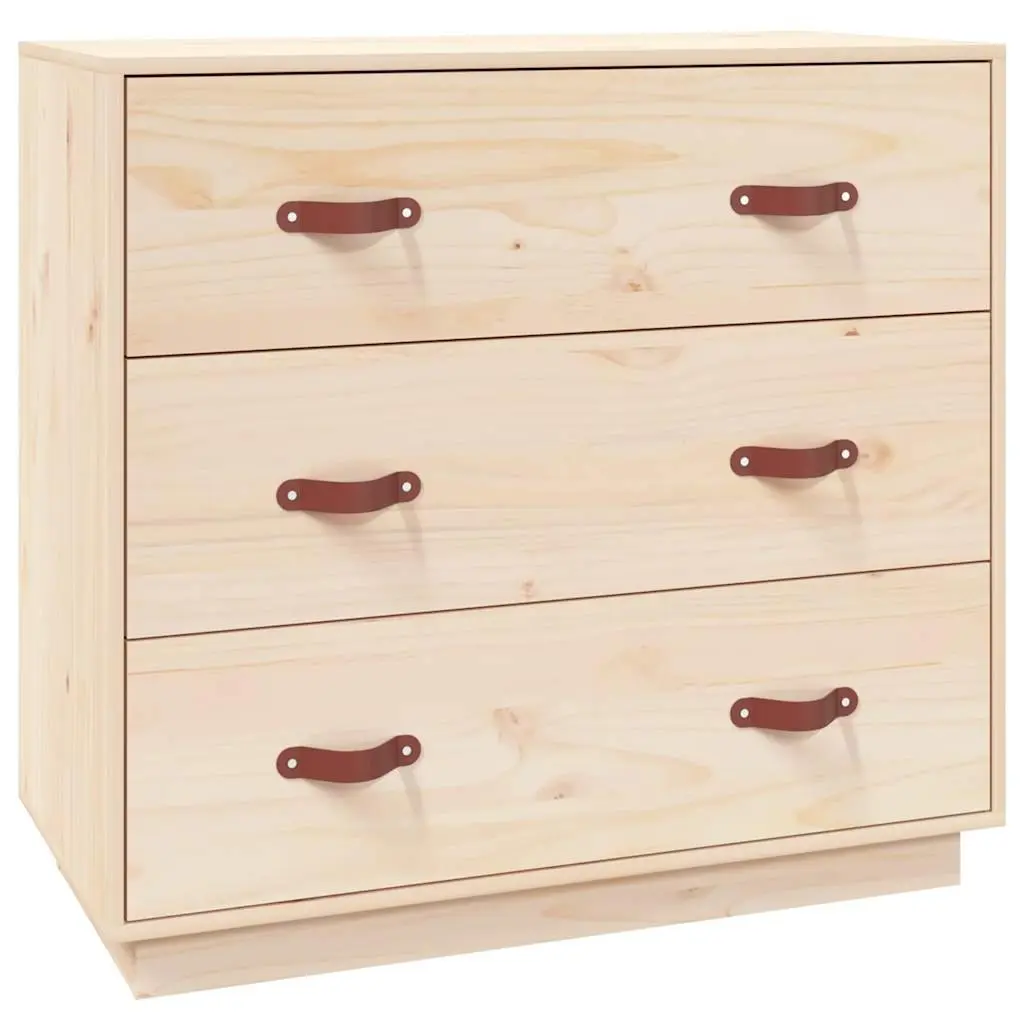 Solid Pine Wood Sideboard Brown Storage Cabinet 3 Drawers Display Furniture