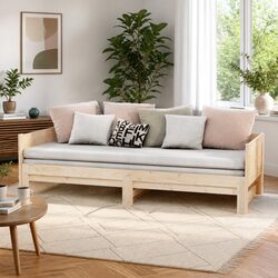 Pull-out Day Bed Solid Wood Pine Frame Sofa Convertible Guest Sleeping 90x190cm