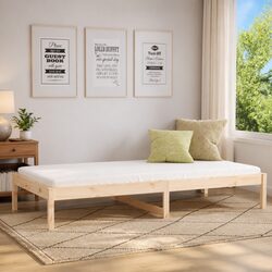 90x190 cm Day Bed Frame in Solid Pine Wood with Storage Space