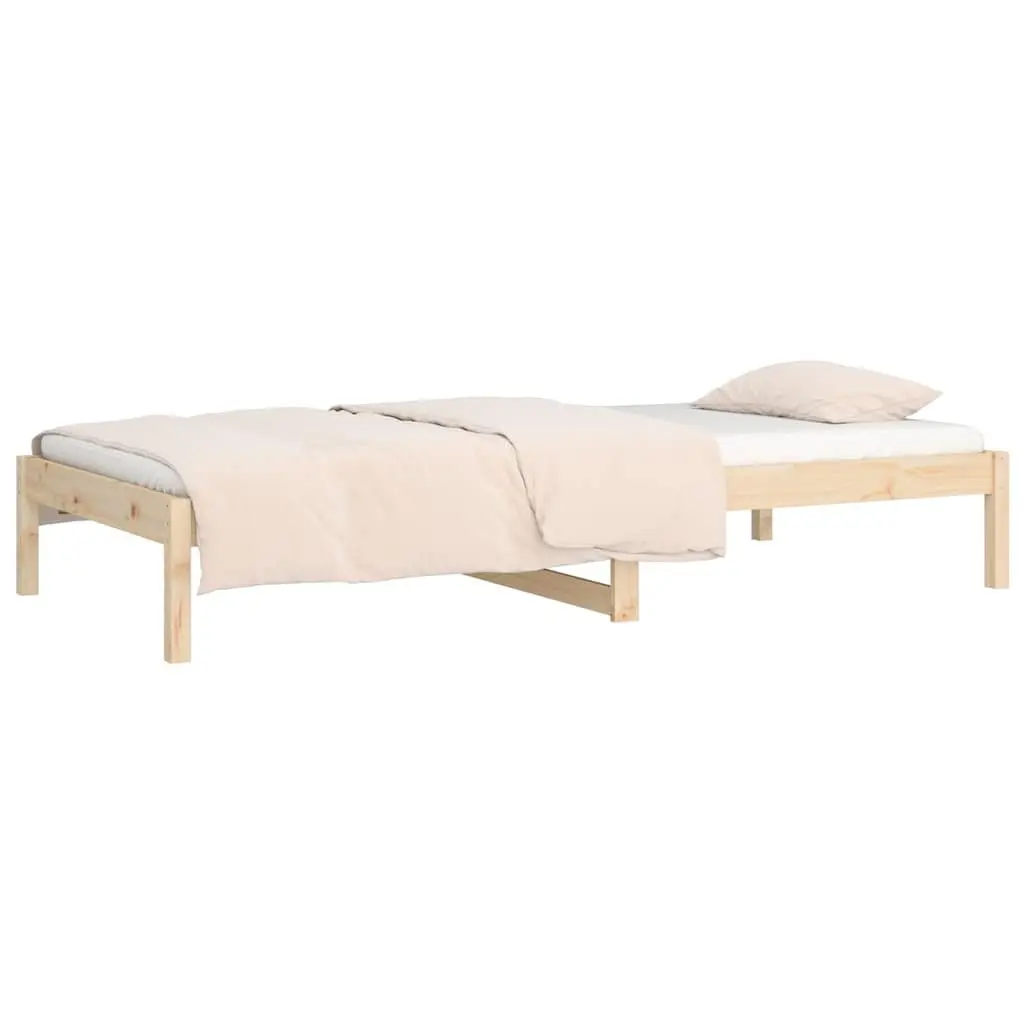 90x190 cm Day Bed Frame in Solid Pine Wood with Storage Space