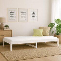 Day Bed Frame White 90x190cm Solid Pine Wood Sofa Bed Living Room Bedroom