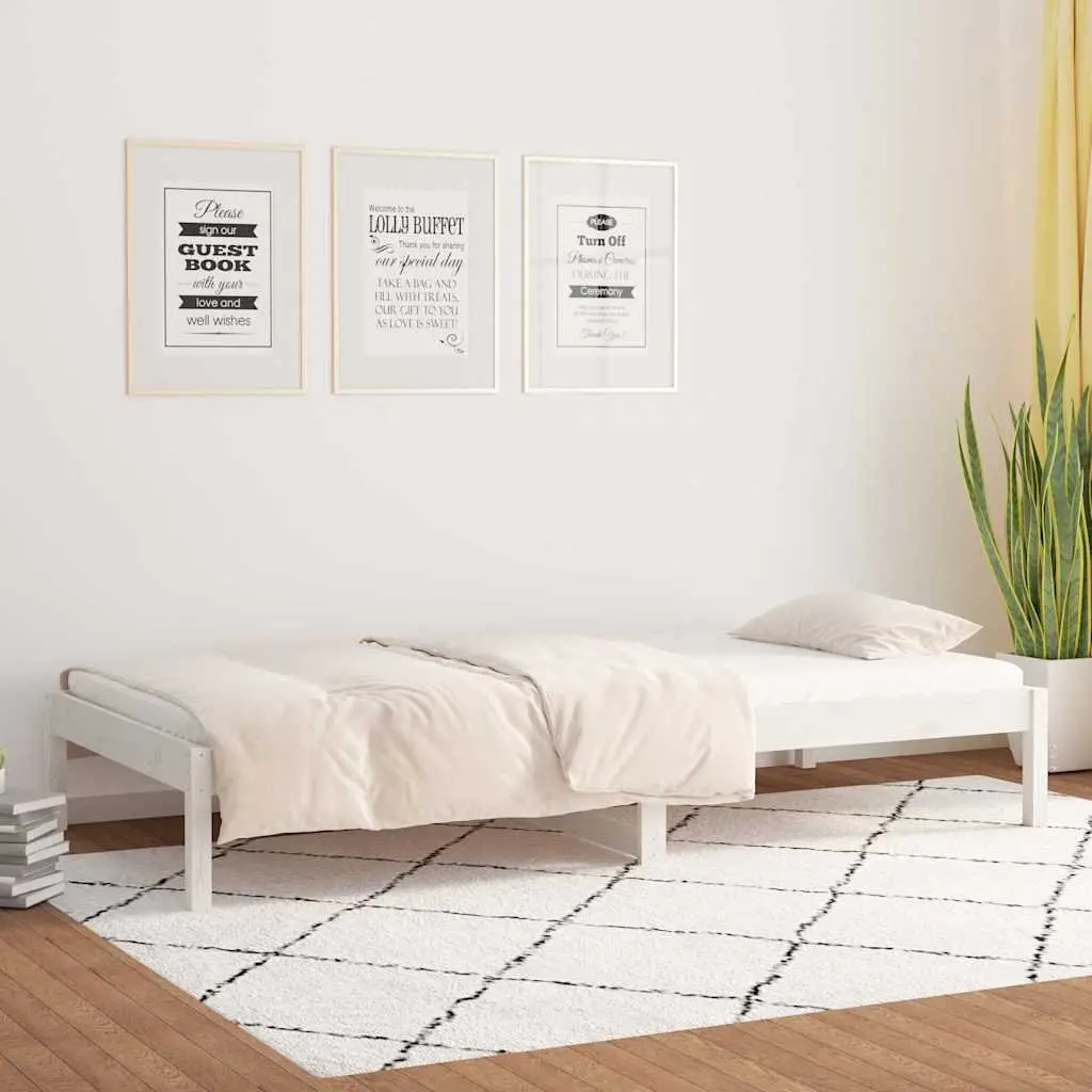 Day Bed Frame White 90x190cm Solid Pine Wood Sofa Bed Living Room Bedroom