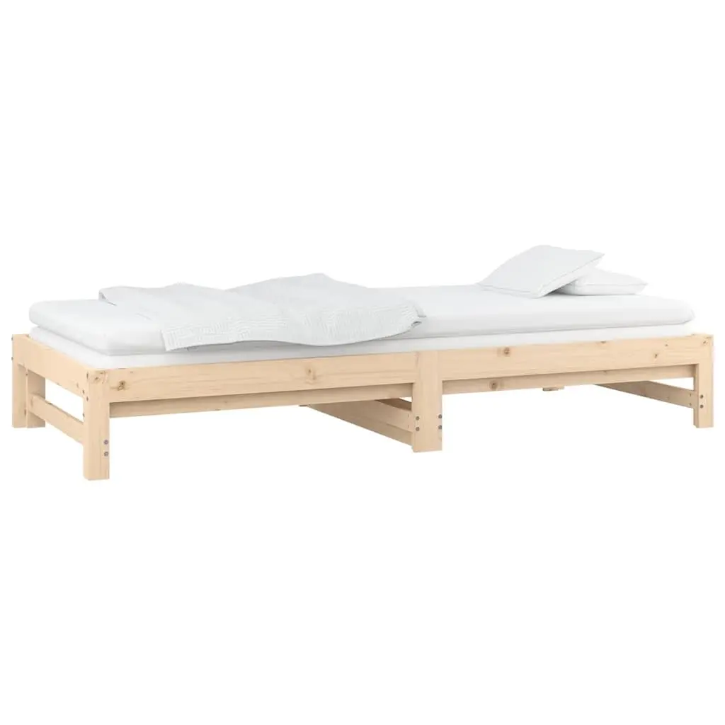 Solid Wood Pine Pull-out Day Bed Frame Slatted Base Guest Sofa Bed 90x190cm