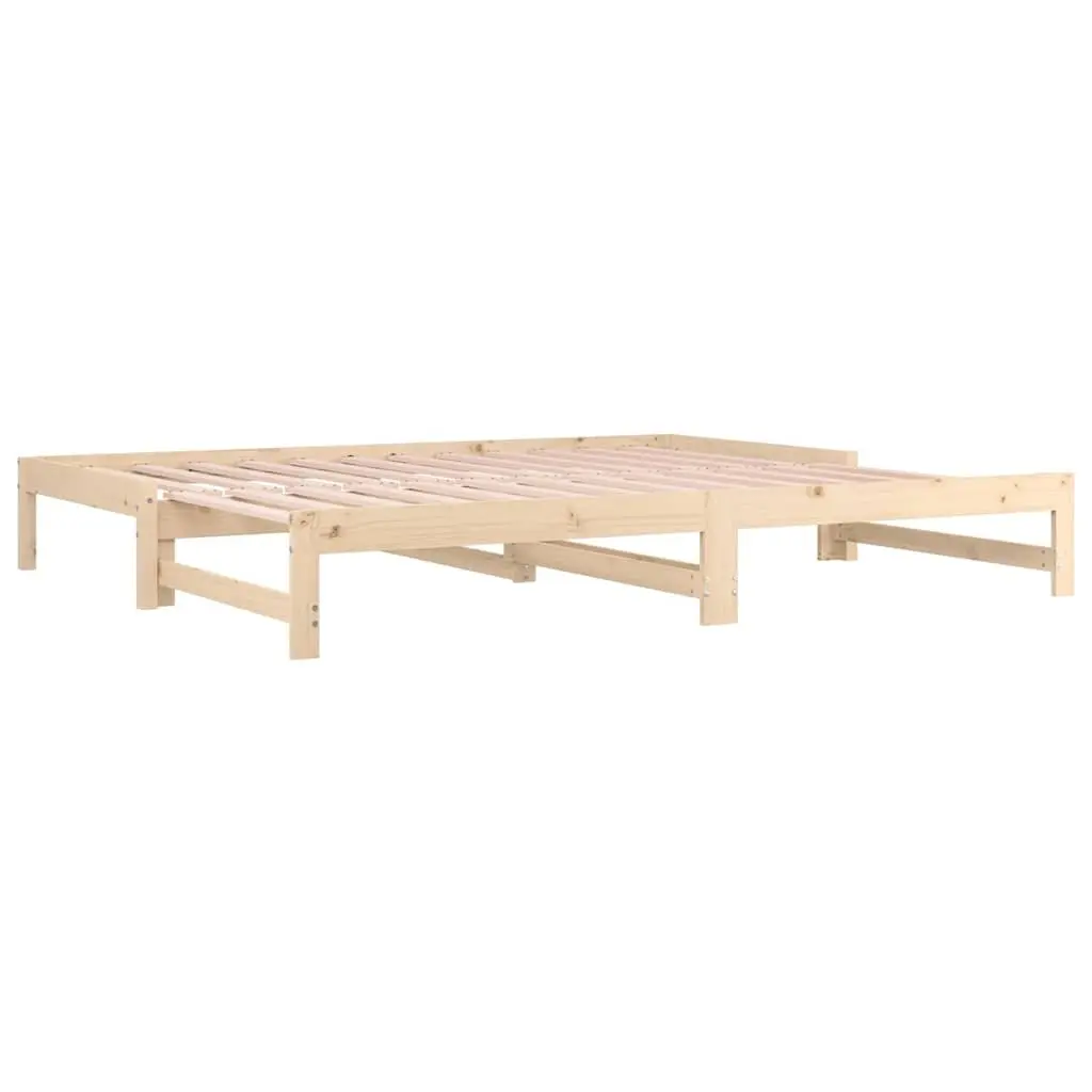 Solid Wood Pine Pull-out Day Bed Frame Slatted Base Guest Sofa Bed 90x190cm