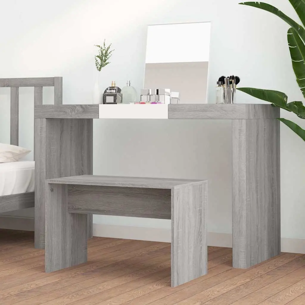Engineered Wood Dressing Stool for Makeup Vanity Grey Sonoma 70W x 35D x 45H cm