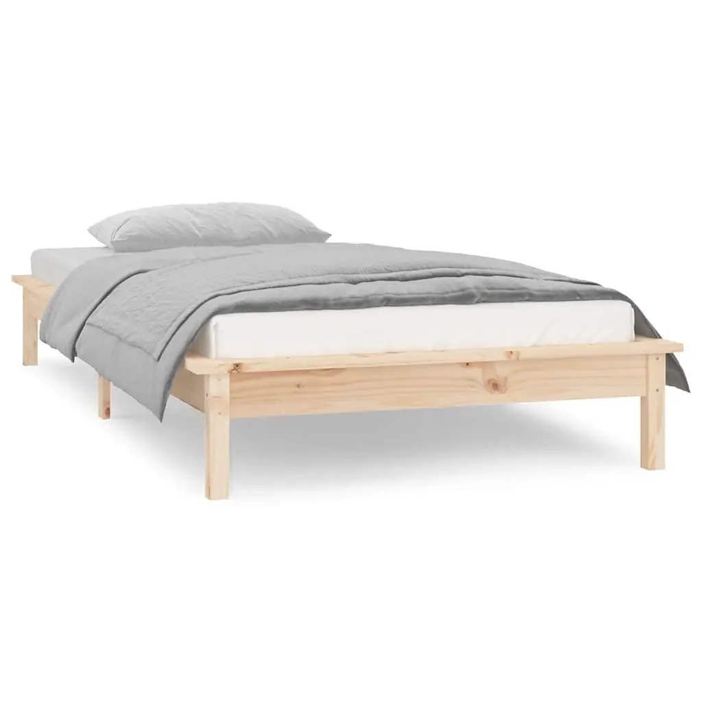Solid Pine Wood LED Bed Frame 90x190 cm
